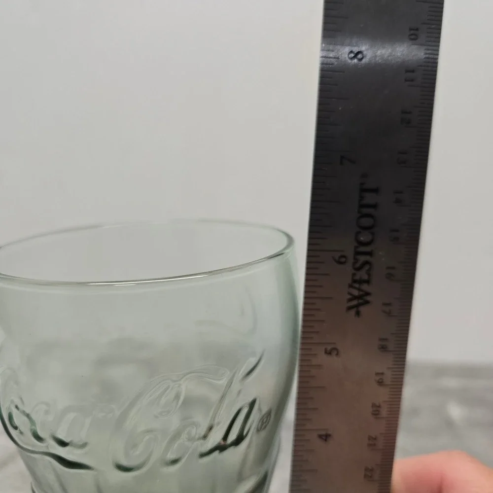 Coca-Cola Georgia Green Glass Tumbler Embossed Logo Contour Shape 6 inch